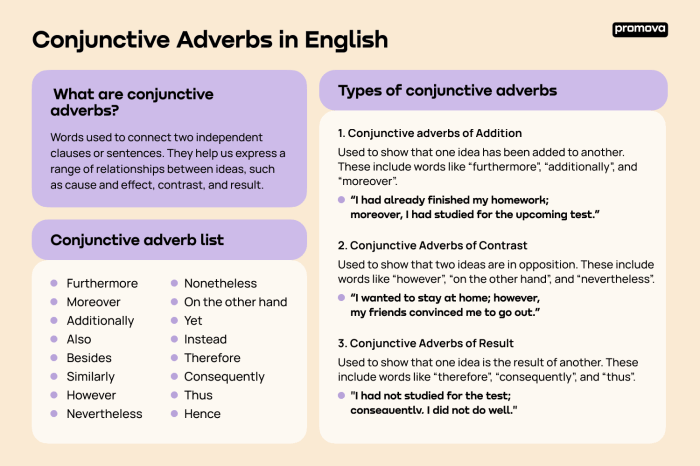 Which sentences use conjunctive adverbs check all that apply